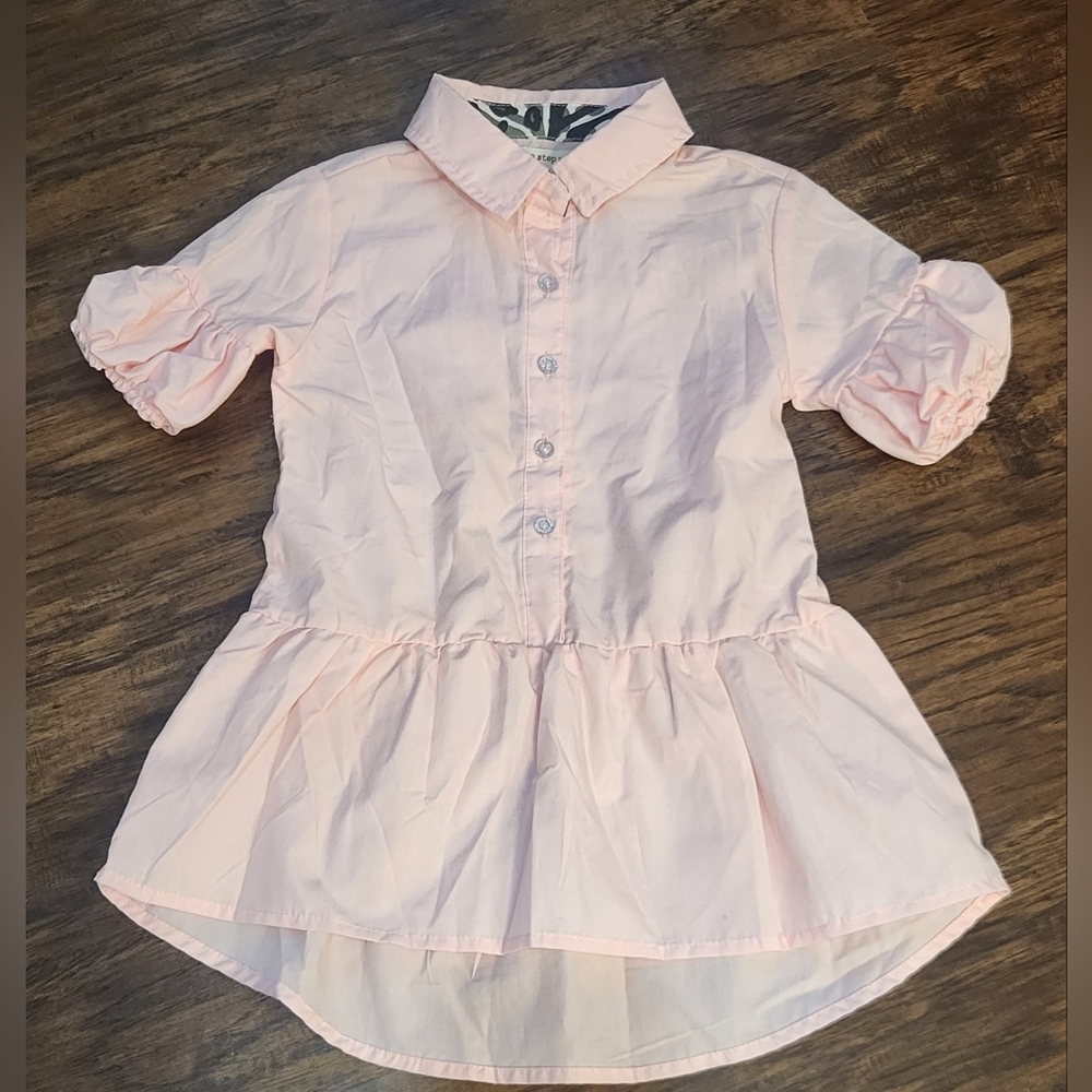 Girl's One Step Up Light Pink Cotton Tunic Dress Size 4